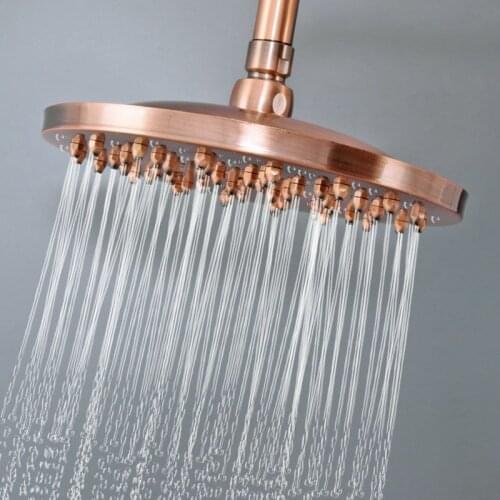 Bathroom Accessory 8" Inch Antique Red Copper Brass Water Saving Round Shape Top Rain Shower Head Bathroom Fitting ash261
