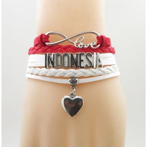 Infinity love indonesia Bracelet heart Charm indonesia national flag bracelets & bangles for Woman and man jewelry