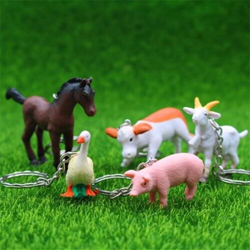 Dayoff Cute Farm Animal Keychains Key Holder Lovely Car Duck Pig Goat Cow Key Ring For Children Women Gift Bag Pendant Gift K66