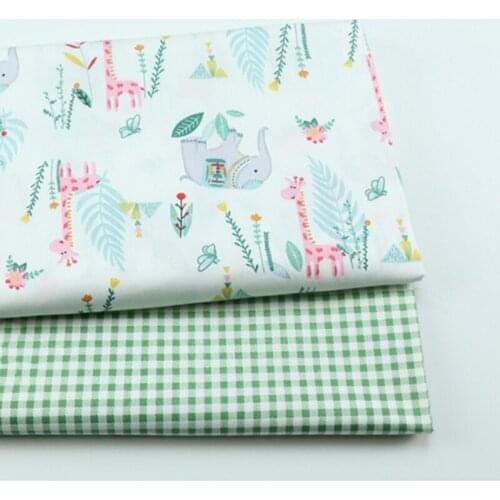 Baby&child Printed Deer Elephant Fabric,DIY Bedding Textile 100% Cotton Fabric,Sewing Quilting Fat Quarters Material