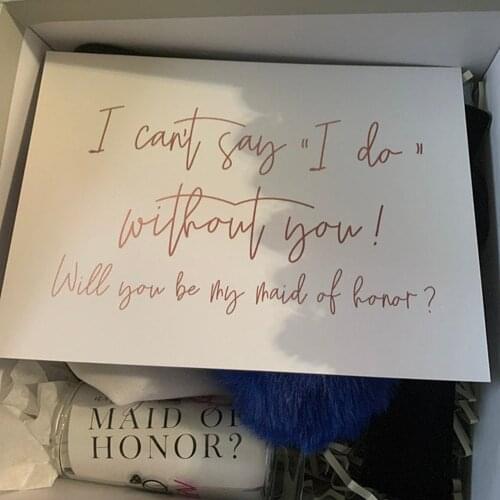 Custom Bridesmaid Proposal Gold Lettering Trendy Maid of Honor Handmade Printed Cards Flower Girl Will You Be My Bridesmaid Card