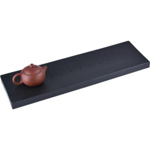 Handmade Pottery Bamboo Tea Tray Water Storage Ceramic Tea Tray Japanese-Style Rectangular Small Tea Tray Tea Table Black Trays