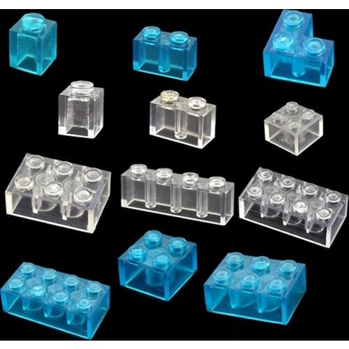 DIY Building Blocks blue Transparent White Thick Brick Model classic bulk parts Compatible All Brands Toys for Children