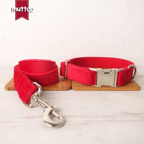 MUTTCO pretty and lovely pet dog ID tag collar leash THE RED self-design adjustable puppy nameplate collar 5 sizes UDC107