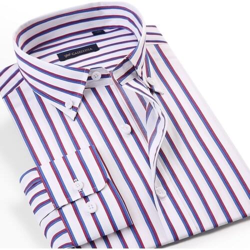 Mens Classic Striped Dress Shirts Button Down Collar Pocketless Design Long Sleeve Slim Casual Bamboo Fiber Male Tops Shirt