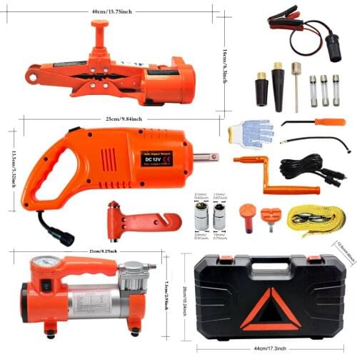 12V 3T jack car electric jack set (jack + electric wrench + air pump)