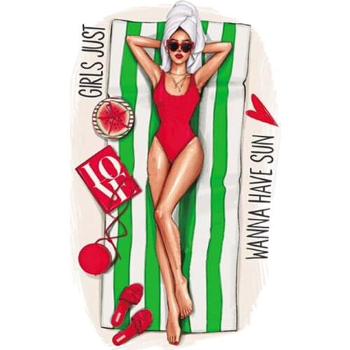 Woman Clothing Stickers Appliqued Vinyl Heat Transfer Diy Fashion Tops Patches Wanna Have Sun Parches Transfer