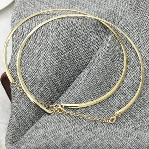 Punk Simple Round Circle Metal Choker Necklace Adjustable Women Hip Hop Gold Fashion Collar Jewelry