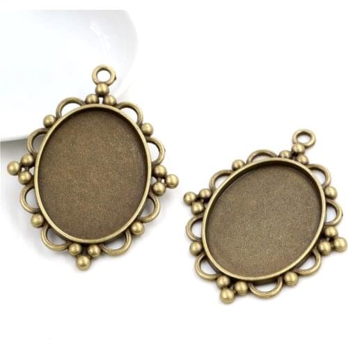 New Fashion 5pcs 30x40mm Inner Size Antique Bronze Pierced Style Cabochon Base Setting Charms Pendant (B2-07)