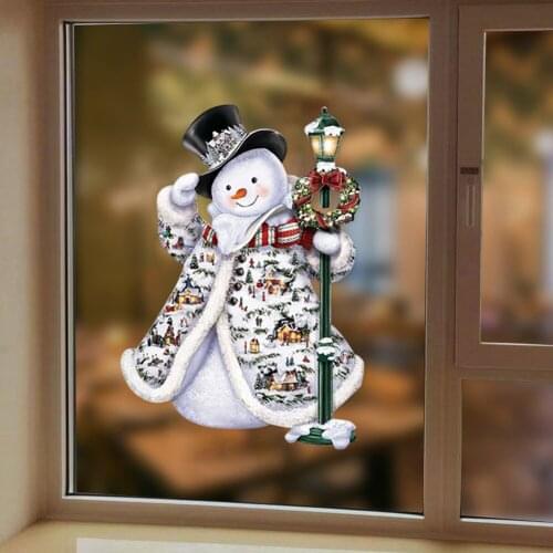 Christmas Snowman Wall Stickers Window Decals Glass Cabinet Door Wallpaper Self-Adhesive PVC Kids Room Ornaments Art Home Decor