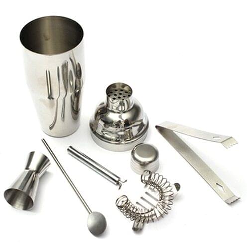 5 in 1 750ml Stainless Steel Cocktail Shaker Mixer Bartender Bar Set Kit Tools