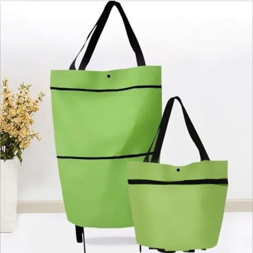 2 In 1 Foldable Shopping Cart With Wheels Premium Oxford Fabric Multifunction Shopping Bag Organizer High Capacity