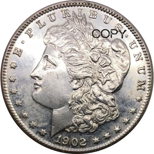 United States of America 1902 s One 1 Dollar Morgan Dollar Cupronickel Plated Silver Copy Coins
