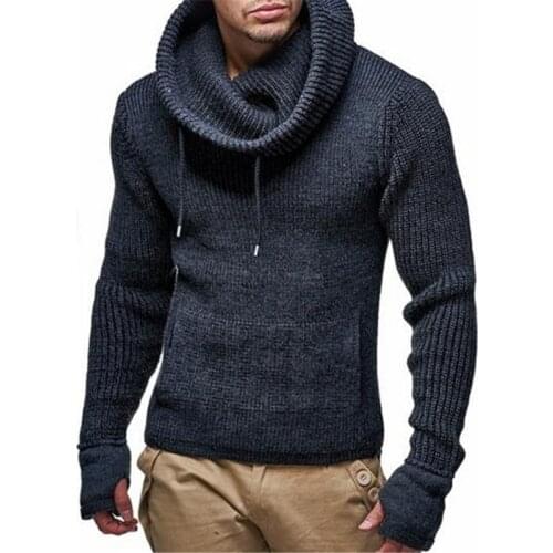 Drawstring big turtleneck men hem irregular knitted sweater mens casual slim large size 3XL pullover sweaters men jersey hombre