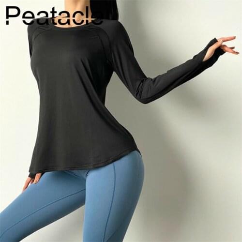 Peatacle Loose Sports Blouse Women Quick Dry Running Training Fitness Clothes Long Sleeve Yoga Tops