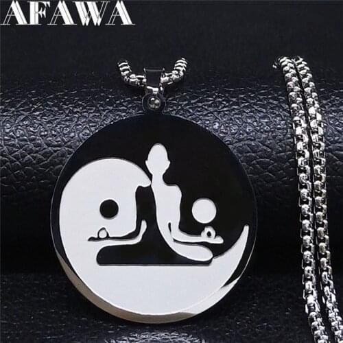 Tai Chi Yin Yang Gossip Stainless Steel Necklace Silver Color Necklaces Jewelry joyas de acero inoxidable para mujer N4240S01