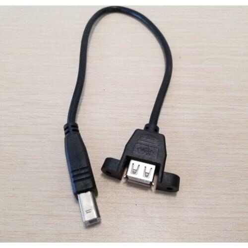 Screws Panel Mount USB2.0 Type A Female to USB B Male Jack Short Data Cable Cord For Printer 25cm