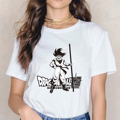 Dragon Ball Woman T-shirts Japanese Anime Graphic Tee Cartoons Painting Style Y2k Aesthetic Short Sleeved Casual New Streetwear