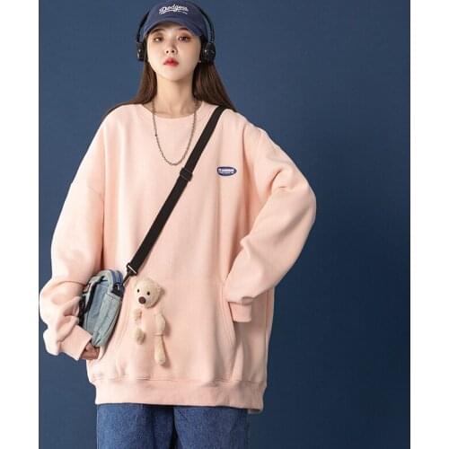 Womens Sweatshirt Spring Autumn Streetwear Women Casual Loose Women Pulovers Solid Little Bear Sweatshirt Women New 2021 Korean
