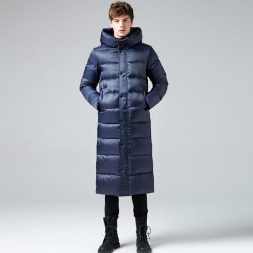 QYLVAWOY Winter Coat Male Plus Size Mens Down Jacket Hooded Casual Thick Long Goose Down Jackets Fashion Puffer Coats Hiver