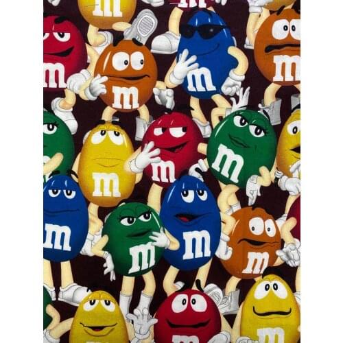 100*105cm chocolate M & M chocolate beans christm Cotton Sewing Fabric DIY Handmade Material Hometextile Patchwork For Bag