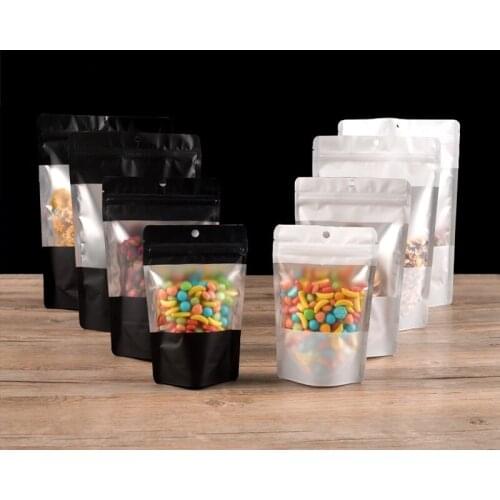 1000pcs Various Size Matte Black Gold Aluminum Foil Plastic Food Storage Bag Heat Sealable Stand Up Self seal Package Bag