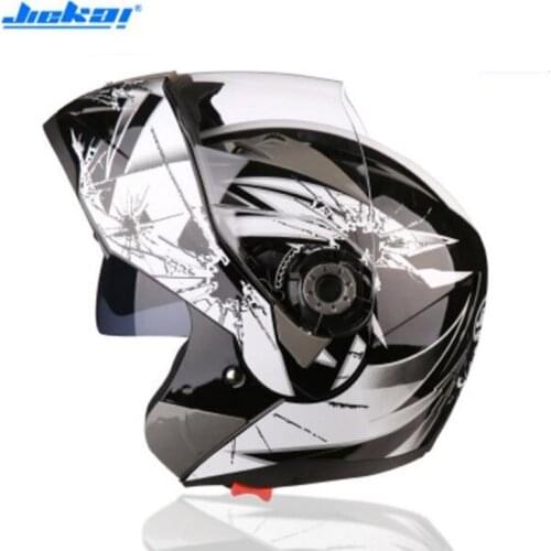 2018 New JIEKAI Flip Up helmet Double lens Motorcycle Helmet Open Face Motorbike Hlemts made of ABS and PC lens visor 11 colors