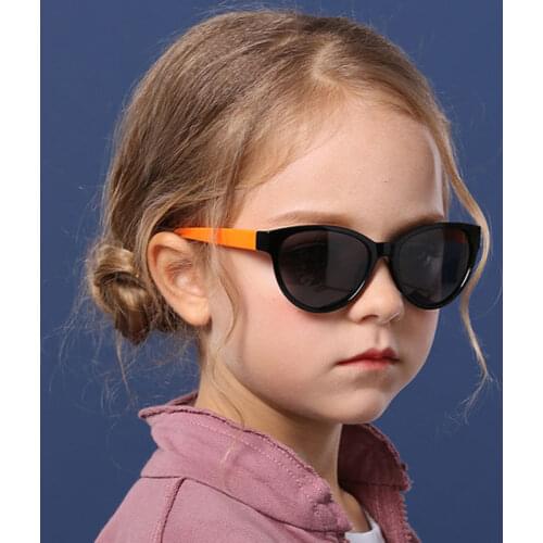 2021 Polarized Girls Sunglasses Cat Eye 2-7 Years Cute Kids Sun Glasses Silicone Flexible Frame Outdoor Boys Glasses