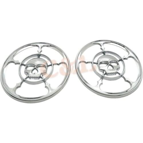 2x Motorcycle Skull Speaker Trim Grill Cover For Harley Touring FLHT FLHTC FLHX 1996-2013