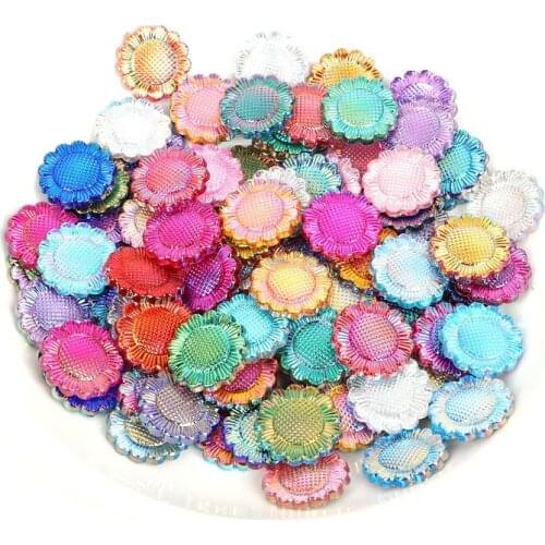 50Pcs 16mm Mixed Resin Sunflower Flower Flatback Cabochon Embellishments Scrapbooking Decoration Diy Craft Supplies Accessories
