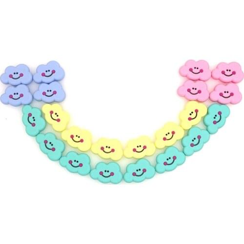 Kovict 6/10pcs Cloud smiley Silicone Beads Food Grade Baby Teething Toy DIY Baby Nursing Accessories Gifts Baby Teether BPA Free