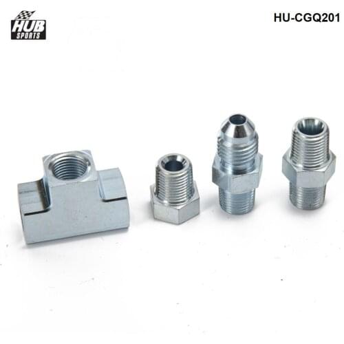 Hubsports- 4AN to 1/8 NPT Adapter 3 way T Fitting Universal Fuel /Oil /Gas /Water 4 -4AN -4 HU-CGQ201