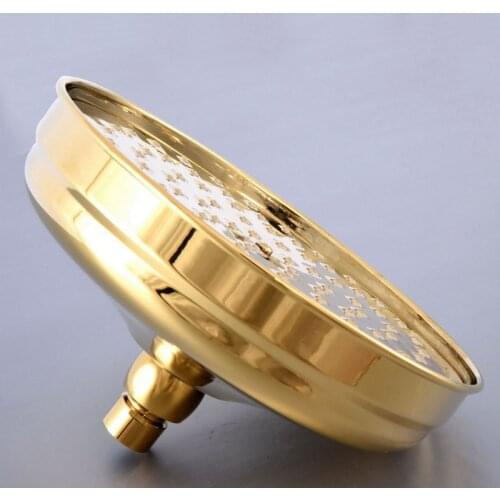 Bathroom Accessory 8" Inch Luxury Gold Color Brass Water Saving Round Shape Top Rain Shower Head Bathroom Fitting ash268