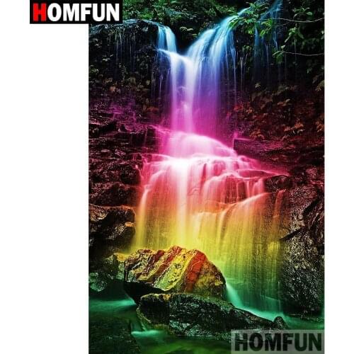 HOMFUN Full Square/Round Drill 5D DIY Diamond Painting "Waterfall landscape" Embroidery Cross Stitch 5D Home Decor A07708
