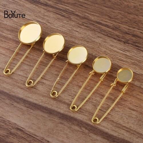BoYuTe (50 Pieces/Lot) 12-14-16-18-20MM Cabochon Brooch Base Blank Tray Settings Diy Jewelry Accessories