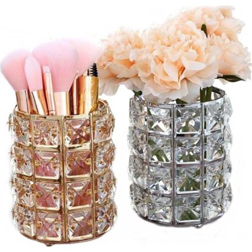 Makeup Brush Holder Makeup Organizer Drawers Metal Crystal Cosmetic Storage Box Jewelry Container