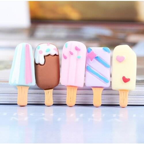 DIY Jewelry Accessories Material Colorful Kawaii Ice Cream Patch Sticker Resin Cabochons Fit Girl Hair Bow Center Clip DIY Decor