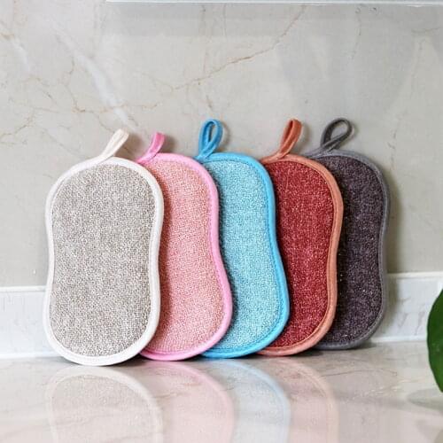 Double-sided Magic Dishwashing Sponge Kitchen Cleaning Dishwashing Artifact Brush Pot Quick Decontamination Dishwashing Cloth