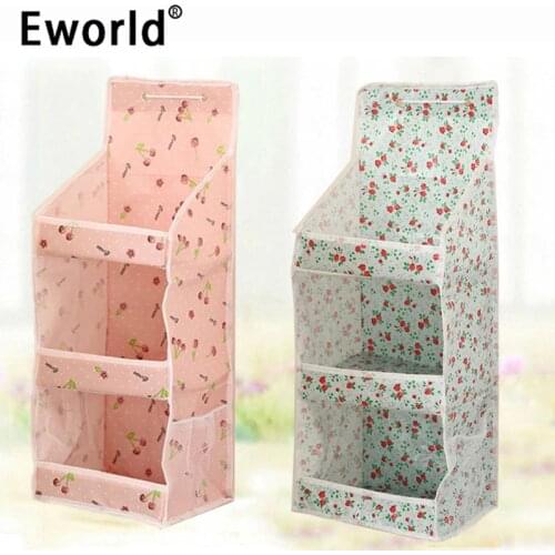 Eworld 3 Layers Non-Woven Waterproof Bathroom Organizer Shelf Wall Door Closet Organizer Storage Bag Sundries Cosmetics Handbag