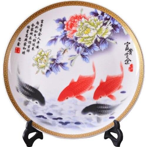 Jingdezhen porcelain plate decorative plate modern new Chinese living room ornamental handicraft furnishings