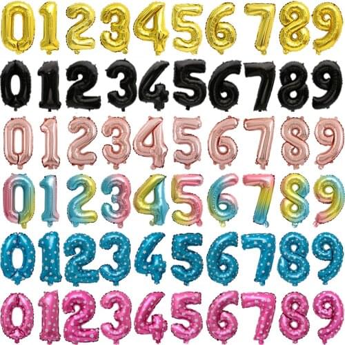 16 32inch Number Foil Balloons Rose Gold Silver Black Figure Balloon Baby Shower Decoration Wedding Birthday Party Ballon Globos