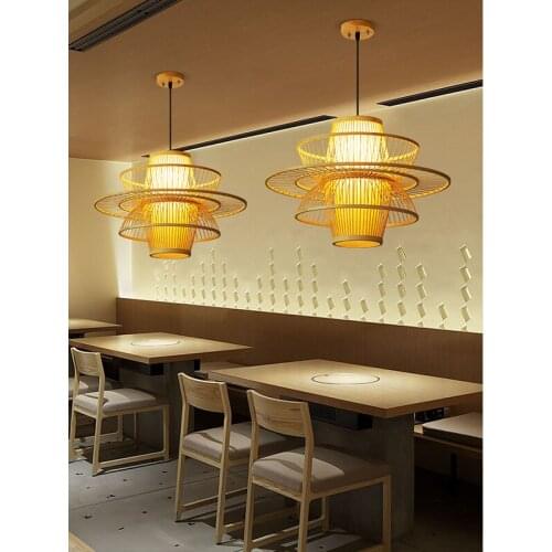 Art hand woven bamboo ceiling chandelier, home, garden, restaurant, study, bedroom ceiling lamp decoration lamps