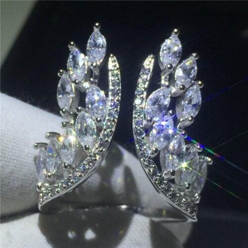 Angel wings ring Original 925 sterling silver AAAAA Cubic Zirconia Engagement Wedding Band Rings for women Party Jewelry Gift