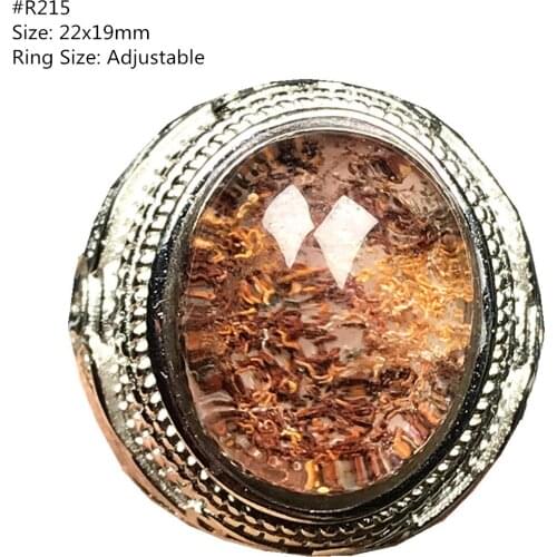 Big Natural Ghost Phantom Quartz Ring Jewelry For Man Luck Crystal Garden 23x17mm Oval Beads Stone Adjustable Size Ring AAAAA