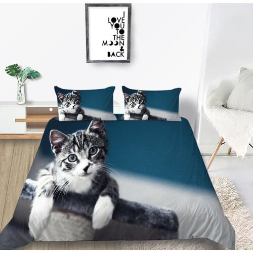 3D Kitten Bedding Set Tabby Cat Fashion Classic Lovely Duvet Cover Queen King Twin Full Single Double Unique Design Bed Set