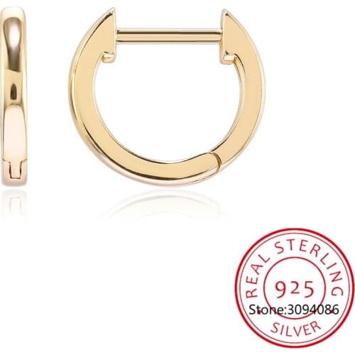 LEKANI Tiny Hoop Earrings for Women Gold Color 925 Sterling Silver Small Ear Hoops Female Jewelry Fashion Bijoux Brincos SCE808