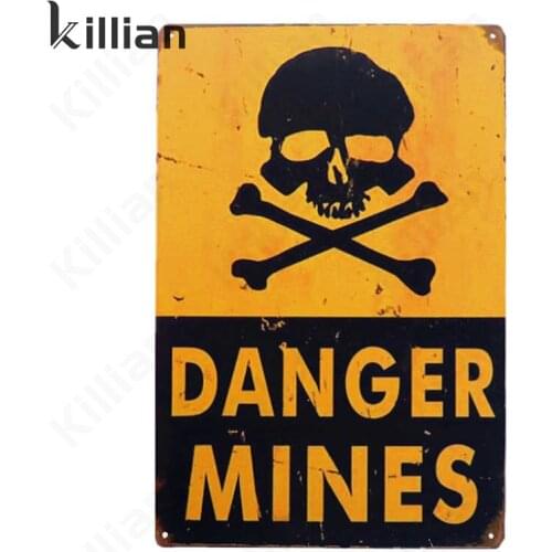 Dangerous Minus Metal Plaque Decor Retro Metal Painting Cartoon Skull Metal Poster Restaurant Tin Sign Home Decoration