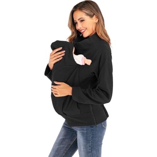 European and American style fashion autumn and winter new breastfeeding pregnant women plus velvet Kangaroo sweater