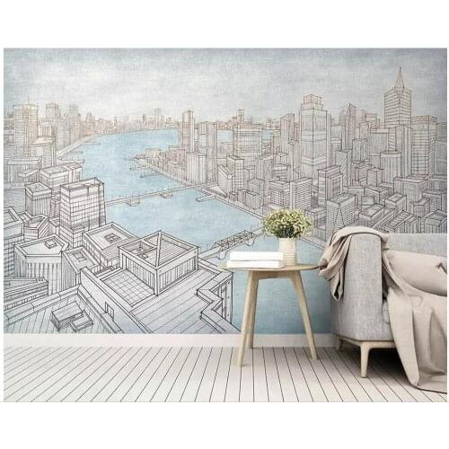 Custom mural 3d photo wallpaper Hand drawn city europe modern background room home decor 3d wall murals wallpaper for wall 3 d