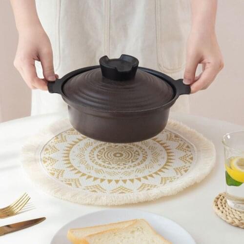 New lattice cartoon plant heat insulation pad cotton hemp Western food pad cloth tableware pad